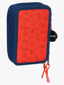 SuperMario Kreativt Legetøj-Nintendo Super Mario Penalhus med 3 Rum, Rød/Blå