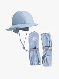 Børn Nordbjrn Regntøj|Tilbehør-Nordbjørn Båtlandet Regnhat og Regnvanter, Blå