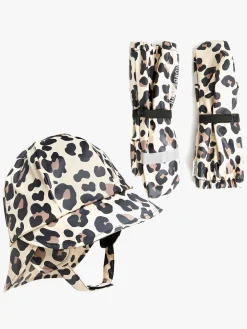 Regntøj|Tilbehør|Nordbjrn Nordbjørn Fjord Foret Regnhue & Vanter, Leopardy Brazilian Sand Beige/Brun/Sort