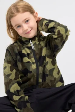 Børn Nordbjrn Fleecetøj-Nordbjørn Malö Fleecetrøje, Camo Splash Deep Lichen Green