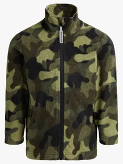 Børn Nordbjrn Fleecetøj-Nordbjørn Malö Fleecetrøje, Camo Splash Deep Lichen Green
