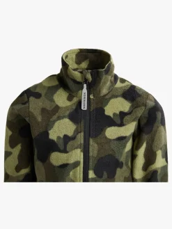 Børn Nordbjrn Fleecetøj-Nordbjørn Malö Fleecetrøje, Camo Splash Deep Lichen Green