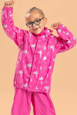 Børn Nordbjrn Regntøj-Nordbjørn Nordsjön Reflekterende Regnsæt, Cloud Sky Ibis Rose