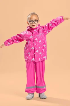 Børn Nordbjrn Regntøj-Nordbjørn Nordsjön Reflekterende Regnsæt, Cloud Sky Ibis Rose