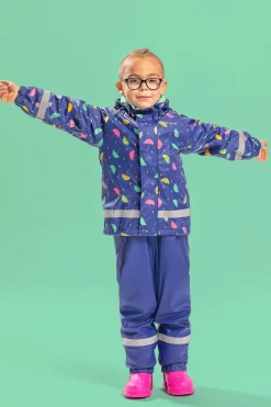 Regntøj|Nordbjrn Nordbjørn Skagen Foret Regnsæt, Umbrellas Blue Print Blå/Lyserød