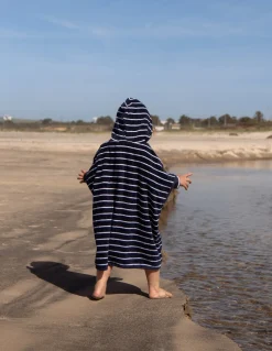 Uv & Strand|Nordbjrn Nordbjørn Skrea Badeponcho, Navy Stripe Blå/Hvid