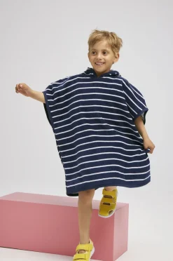 Uv & Strand|Nordbjrn Nordbjørn Skrea Badeponcho, Navy Stripe Blå/Hvid