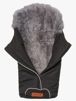 Køreposer|Nordlys Saga Lammeskindskørepose, Black/Grey Grå/Sort