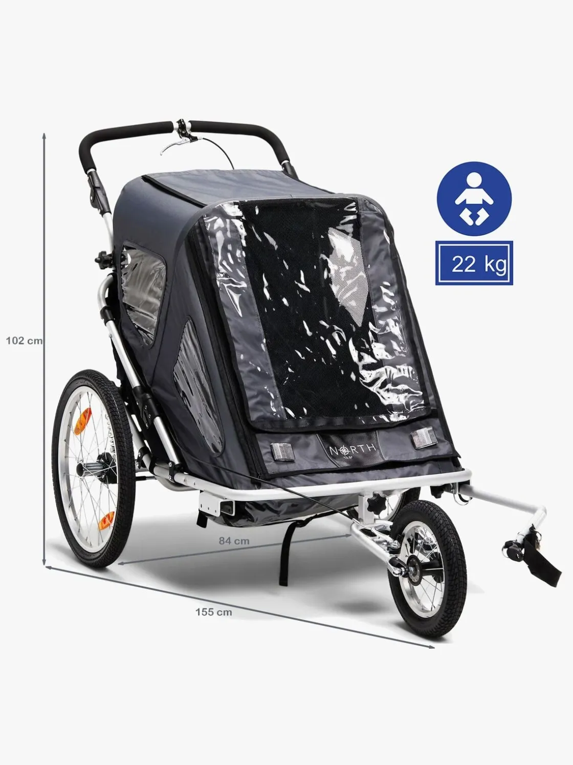 Aktivitetsvogne|North135 North 13.5 Speeder 2 Cykelanhænger, Grey Grå