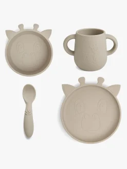 Spisetid|nuuroo Lykke Giraff Tallerkensæt 4-pak Silikone, Cobblestone Beige