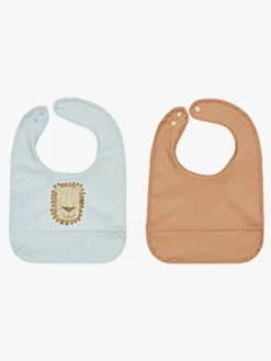 Spisetid|OYOY Lobo Løve Hagesmæk 2-pak, Caramel/Ice Blue Brun/Blå