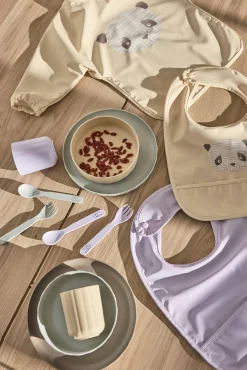 Spisetid|OYOY Lun Lun Panda Hagesmæk 2-pak, Vanilla/Lavender Hvid/Lilla