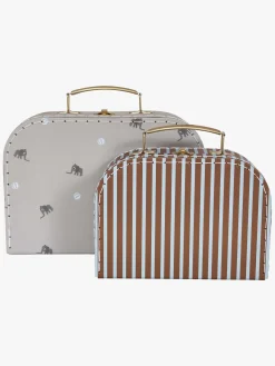 Opbevaring|OYOY Mini Suitcase Elephant & Stripe Opbevaringstaske, Pale Blue