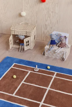 Børn OYOY Gulvtæpper-Tennis Gulvtæppe 88x150, Caramel/Optic Blue
