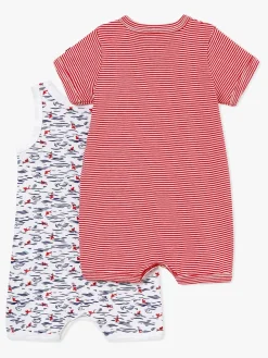 Heldragter|PetitBateau Petit Bateau Onesies, Rød/Hvid