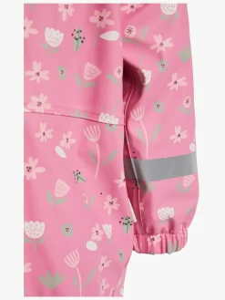 Regntøj|PetiteCherieAtelier Petite Chérie Atelier Ally Foret Regndragt, Flowers Satchet Pink Grøn/Lyserød/Hvid