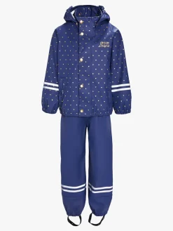 Børn PetiteCherieAtelier Regntøj-Petite Chérie Atelier Cleo Regnsæt, Crown Blue Mini Hearts