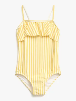 Uv & Strand|PetiteCherieAtelier Petite Chérie Atelier Nathalie UV-Badedragt, Yellow Stripe Gul/Hvid
