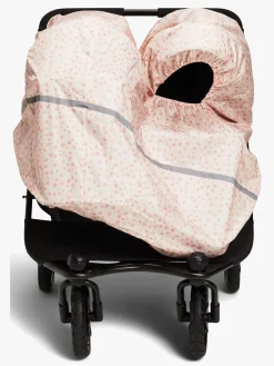 Vogntilbehør|PetiteCherie Petite Chérie Regnslag Søskendevogn, Pink Flowers Lyserød