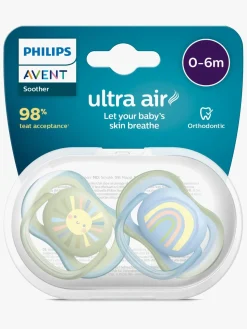 Sutter & Suttesnore|PhilipsAvent Philips Avent Ultra Air Deco Sut 2-Pak 0-6m, Grøn/Blå