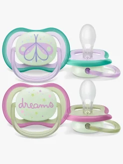 PhilipsAvent Sutter & Suttesnore-Philips Avent Ultra Air Night Sutter 2-Pak 0-6m, Grøn/Lilla