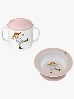 Spisetid|PippiLangstrump Pippi Langstrømpe Cirkus Spisesæt, Pink Lyserød/Hvid