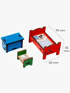 Dukker & Bamser|PippiLangstrump Pippi Langstrømpe Dukkehusmøbler Soveværelse 3 Dele
