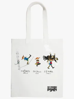 Tasker|PippiLangstrump Pippi Langstrømpe Styrke  Øko Stoftaske, Hvid