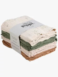 Stofbleer, Nusseklude & Babytæpper|Pippi Tæpper/ Stofbleer i Musselin 8-Pak, Deep Lichen Green Flerfarvet