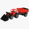Udelegetøj|Plasto Traktor m. Frontlæsser & Anhænger, Rød/Sort