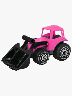 Udelegetøj|Plasto Traktor m. Frontlæsser, Lyserød/Sort