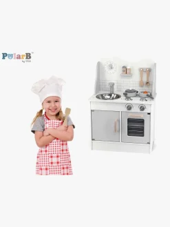 Rolleleg|PolarB Legekøkken med Tilbehør, Hvid/Grå Grå/Hvid