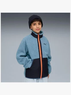 Fleecetøj|Puma Sherpa Hybrid Fleecetrøje, Cool Blue Blå/Sort