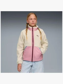 Fleecetøj|Puma Sherpa Hybrid Fleecetrøje, Alpine Snow Lyserød/Hvid