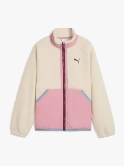 Fleecetøj|Puma Sherpa Hybrid Fleecetrøje, Alpine Snow Lyserød/Hvid