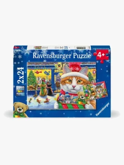 Spil & Puslespil|Ravensburger Christmas Kitties Puslespil 2x24 Brikker