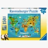 Ravensburger Spil & Puslespil-Puslespil Dyr Verdenskort 150 Brikker