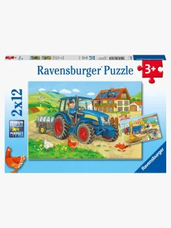Ravensburger Spil & Puslespil-Puslespil Traktor & Gravemaskine 2x12 Brikker