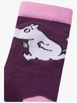 Undertøj|Reima Mumitroldene  Stribede Strømper Merinomix, Deep Purple Lilla
