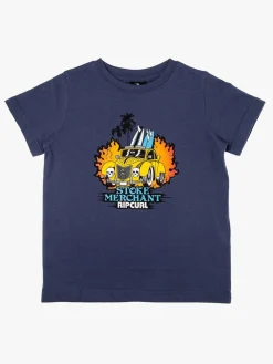 Børn RipCurl Overdele-Rip Curl Arty SS Tee Groms T-shirt, Blue Indigo