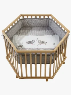 Roba Sikkerhed-Hexagon Kravlegård med Hjul, Jumbotwins Wood