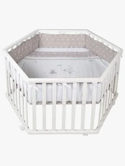 Roba Sikkerhed-Hexagon Kravlegård med Hjul & Sengehest, Indian Bears White