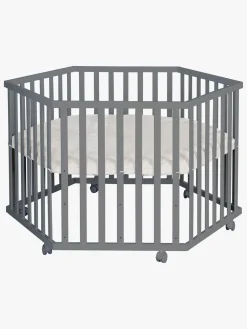 Roba Sikkerhed-Hexagon Kravlegård med Hjul, Anthracite & Greyish Quilted