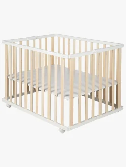 Sikkerhed|Roba Sammenklappelig Kravlegård med Hjul, Wood White