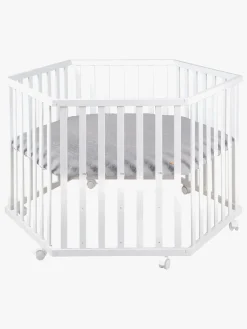 Roba Sikkerhed-Style Hexagon Kravlegård med Hjul, White & Grey