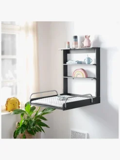 Pusleborde|Roba Væghængt Puslebord & Puslepude, Anthracite Lacquered/Silver Grey Sort