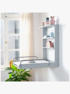 Roba Pusleborde-Væghængt Puslebord & Puslepude, Taupe Lacquered/Silver Grey