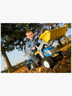 RollyToys Legetøjsbiler & -Fartøjer-Rolly Toys Traktor m. Skovl + Anhænger Kid JD Blå