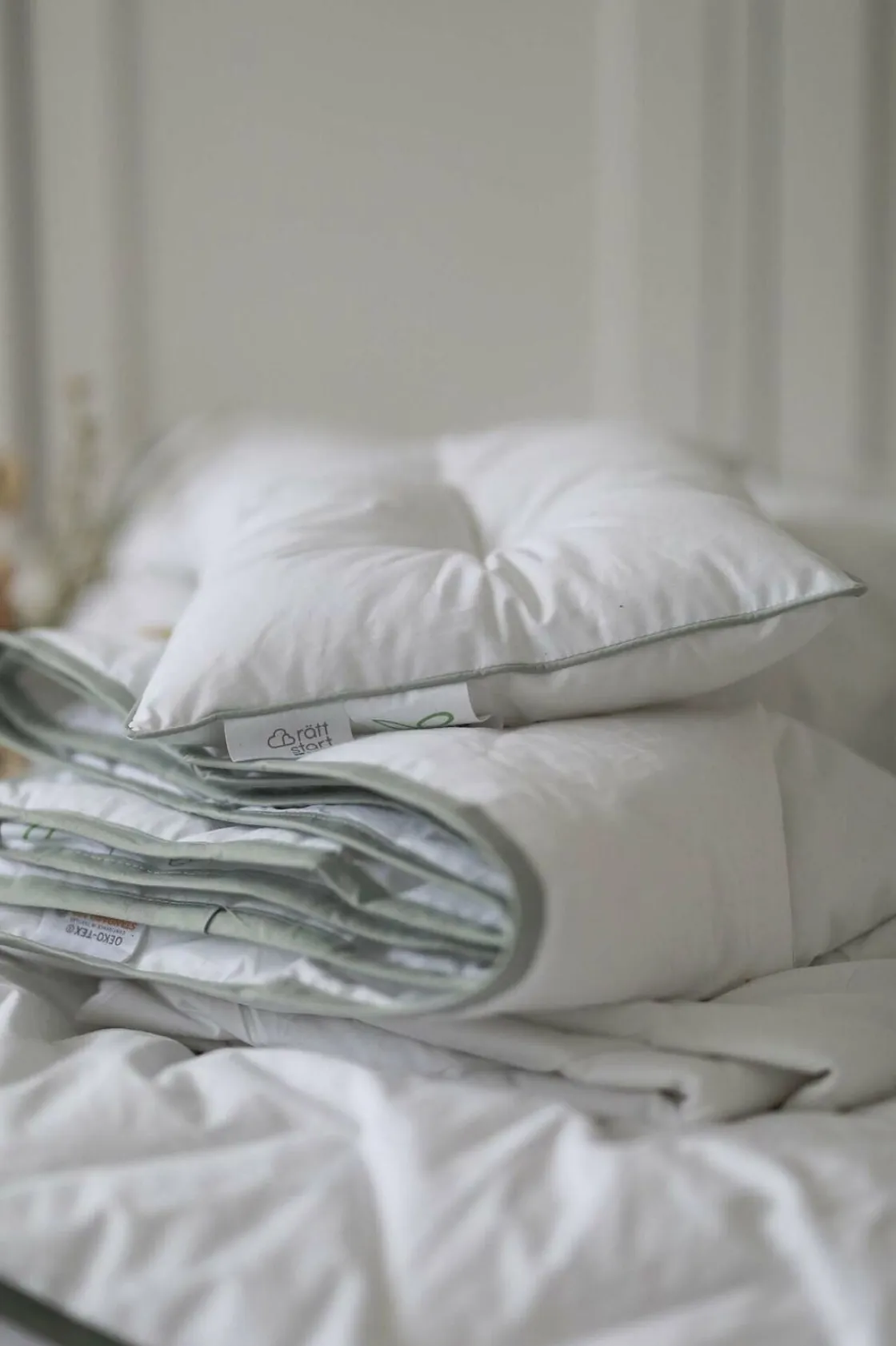 Børnesenge & Tilbehør|RttStart Rätt Start Dyne og Hovedpude Vogn 70x80 Varmegrad 1 Hvid