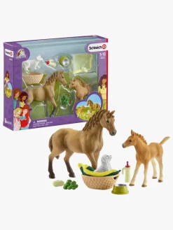 Legetøjsfigurer|Schleich Legesæt Quaterhoppe med Føl